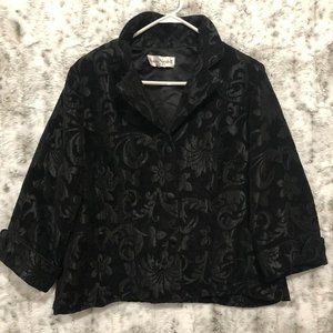 Ronni Nicole  Black Floral Brocade Jacket Blazer Size 1X, goth, boho, vintage?
